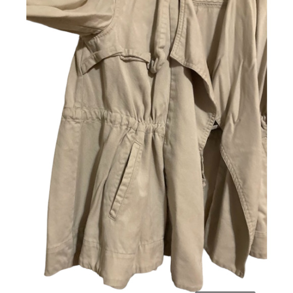 Beige Drawstring Draped Coat - Silence & Noise - Tan Cinched Jacket - Picture 3 of 9